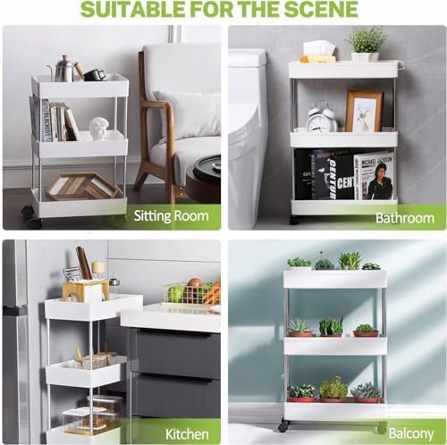 Plastic Kitchen Storage Trolley Rack with Caster Wheels ? 4 Layer | Rolling Utility Cart - AABA MALL
