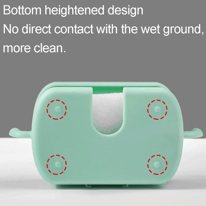 Dual-Use Soap Box | Wall-Mounted & Countertop Soap Dish | Plastic Soap Holder with Drain Tray & Sponge Storage for Home & Bathroom