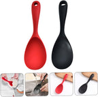 Long Handle Non-Stick Silicone Rice Spoon | Heat-Resistant Cooking Spatula for Rice & Soup | Solid Color Kitchen Utensil - AABA MALL