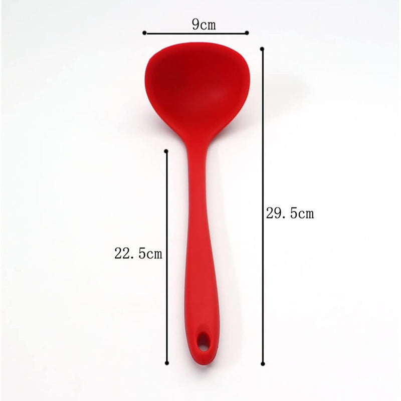 Non-Stick Silicone Soup Ladle | Heat-Resistant Cooking Spoon with Handle | Food-Grade Kitchen Utensil for Soups, Sauces & Noodle - AABA MALL