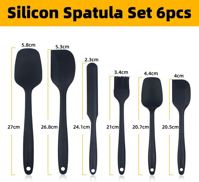 6-Piece Silicone Spatula Set | Food-Grade Rubber Spatulas for Baking, Cooking & Mixing | Heat-Resistant, Non-Stick & Dishwasher Safe - AABA MALL