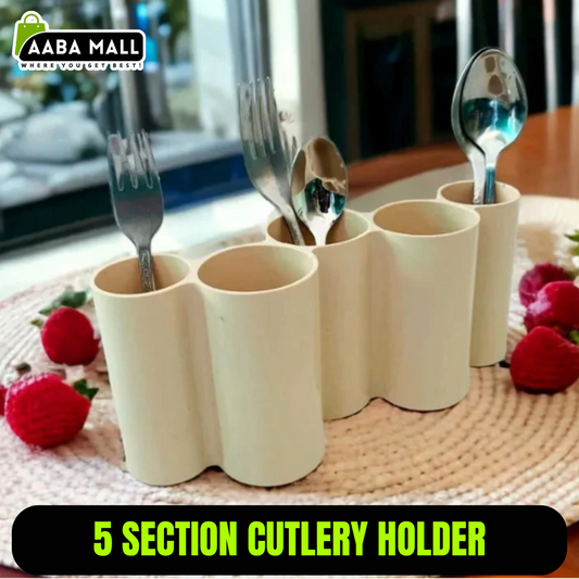 Multipurpose 5-Section Cutlery Organizer | Drawer Tray for Spoons, Forks, Knives & Kitchen Utensils