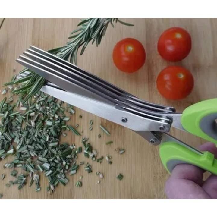 5 Layer Vegetable Scissors ? Stainless Steel Blades with Comfortable Plastic Handle