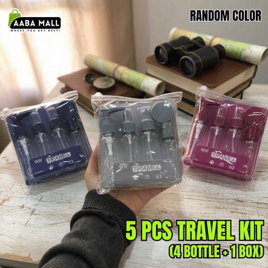 Set of 3 Pcs/ 4 Pcs / 5 Pcs / 7 Pcs Travel Kit Bottles & Dispensers | Portable Refillable Shampoo, Shower Gel, Face Wash & Lotion Containers