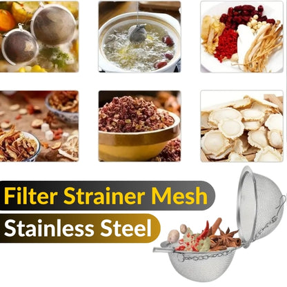 5cm BALL Silver Elegant Perfect Tea Strainer Mesh Stainless Steel Tea Strainer Filter Infuser for Lose Leaf Tea and Mulling Spices - Chain Style