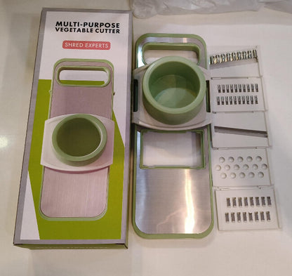 5 in 1 Grater & Slicer with Stainless Steel Blades – Make food preparation faster and easier with this versatile 5-in-1 grater and slicer. Featuring interchangeable stainless steel blades, it is perfect for slicing, shredding, grating, and julienning vegetables, fruits, cheese, and more. The ergonomic handle provides a comfortable grip, while the compact design makes it easy to store. Ideal for everyday kitchen use.

🥕 Product: 5 in 1 Grater & Slicer with Stainless Steel Blades
✨ Features: 5 Interchangeabl