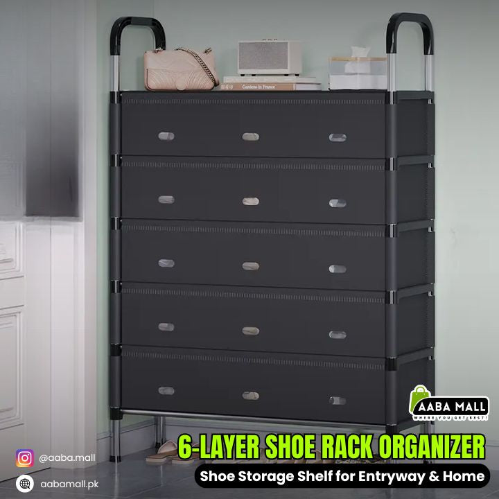 6-layer shoe rack organizer with space-saving vertical storage for shoes sandals and slippers