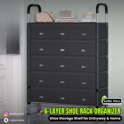 6-layer shoe rack organizer with space-saving vertical storage for shoes sandals and slippers