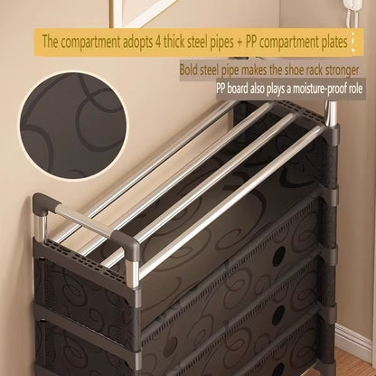 Space-saving 6-layer shoe rack organizer for bedroom wardrobe and entryway