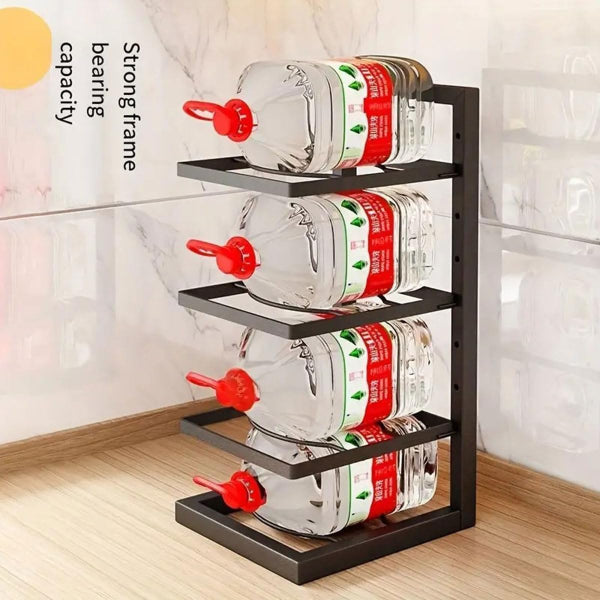 pot rack organizer, 4 tier pot stand, cookware storage rack, stainless steel kitchen rack, adjustable pot holder, pan and lid organizer, kitchen storage solution, countertop pot stand