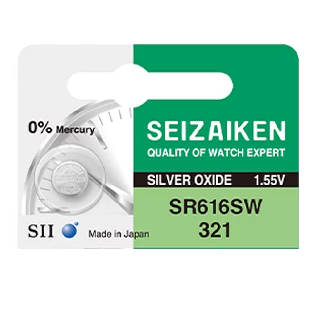 SEIZAKEN / Murata 321 SR 616 SW Silver Oxide Coin Cell Battery ? 1.55V Watch Battery (Made in Japan)