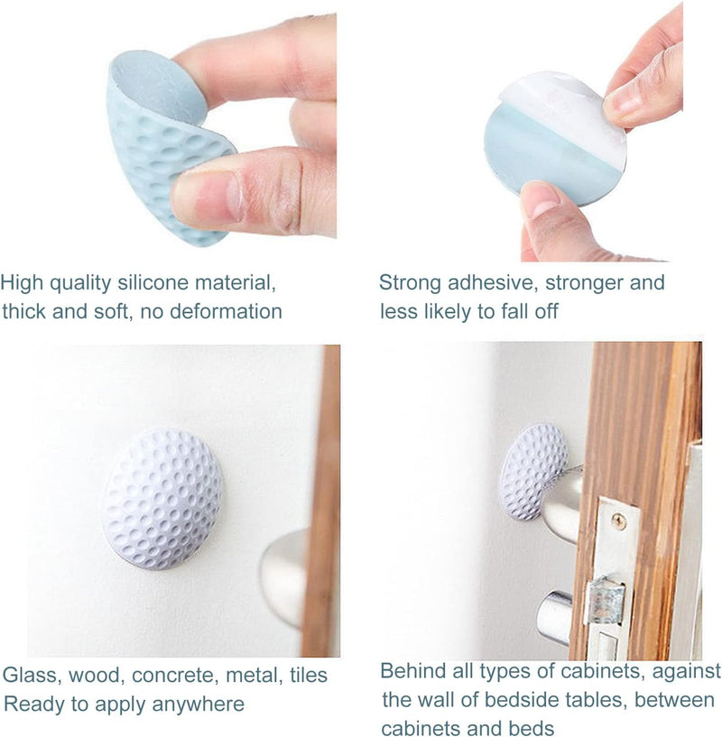 Silicone Door Bumper (5 Pcs Set) ? Wall Protector & Door Handle Stopper | Self-Adhesive Clear Knob Pads | Round Wall Shield Cushion - AABA MALL