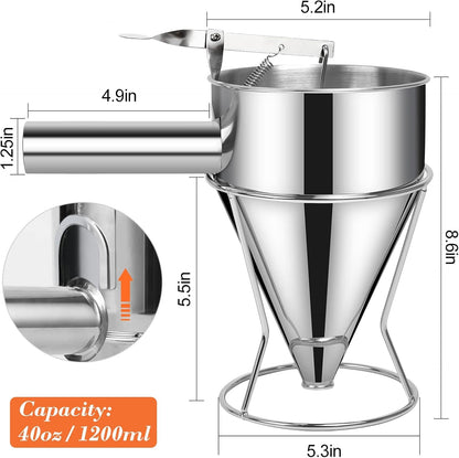 Multi function Stainless Steel separator | 500ML Funnel Dispenser for Waffles, Muffins & Baking