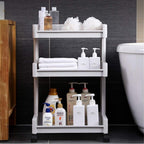 White Slide-Out Trolley Cart | Removable Storage Tower Trolley With Wheels - AABA MALL
