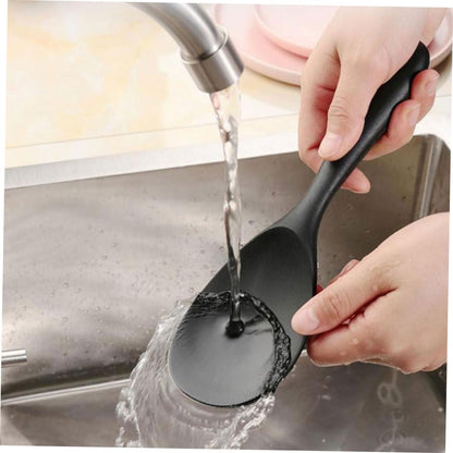 Long Handle Non-Stick Silicone Rice Spoon | Heat-Resistant Cooking Spatula for Rice & Soup | Solid Color Kitchen Utensil