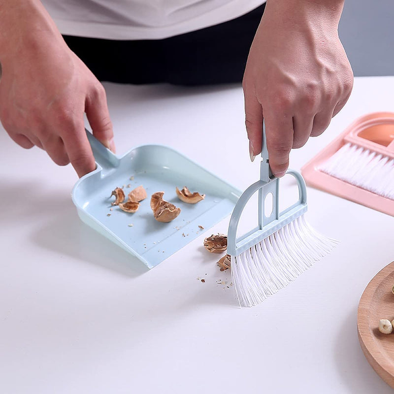 Mini Dustpan and Brush Set | Hand Broom Cleaning Tool for Table, Desk, Car Kitchen & Animal Waste Dusting - AABA MALL