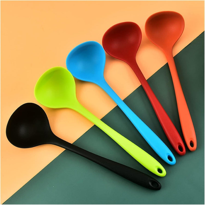 Non-Stick Silicone Soup Ladle | Heat-Resistant Cooking Spoon with Handle | Food-Grade Kitchen Utensil for Soups, Sauces & Noodle - AABA MALL