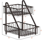 2-Tier Animal Design Fruit & Bread Basket ? Decorative Black Metal Rack for Fruits, Vegetables, Snacks ? Kitchen Countertop Storage Organizer - AABA MALL