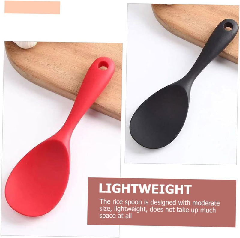 Long Handle Non-Stick Silicone Rice Spoon | Heat-Resistant Cooking Spatula for Rice & Soup | Solid Color Kitchen Utensil - AABA MALL