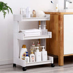 White Slide-Out Trolley Cart | Removable Storage Tower Trolley With Wheels - AABA MALL