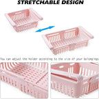 Adjustable Fridge Organizer Drawer | Stretchable Refrigerator Pull-Out Storage Basket | Fresh Spacer Layer Rack for Fruits, Veggies & Snacks - AABA MALL