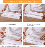 Cling Film Dispenser & Cutter | Food Wrap Holder with Slide Cutter & 1 BPA-Free Plastic Wrap Refill - AABA MALL