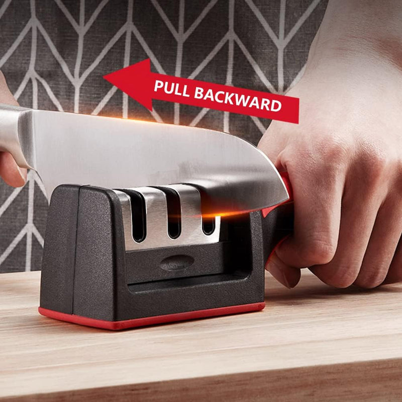 Manual 3-in-1 Knife Sharpener | 3-Stage Sharpening Tool for Repairing, Grinding & Polishing Blades - AABA MALL