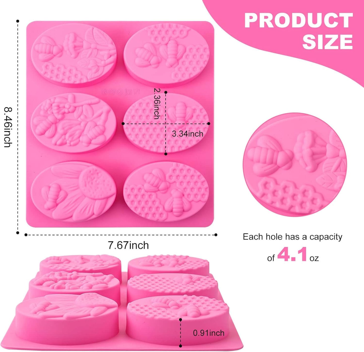 [Pack of 2] – 6 Cavities Silicone Soap & Baking Mold | DIY Handmade Soap, Cake, Chocolate, Biscuit, Pudding, Jelly & Ice Cube Maker