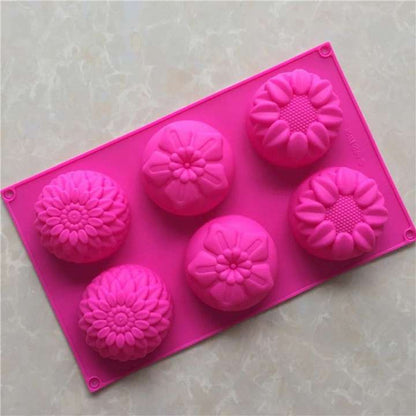 6 Cavities Silicone Chocolate & Mooncake Mould | Non-Stick Silicone Cake Mold for Chocolate, Jelly, Candy, Muffins & Mooncakes