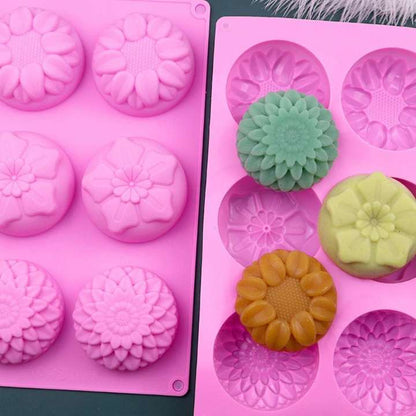 6 Cavities Silicone Chocolate & Mooncake Mould | Non-Stick Silicone Cake Mold for Chocolate, Jelly, Candy, Muffins & Mooncakes