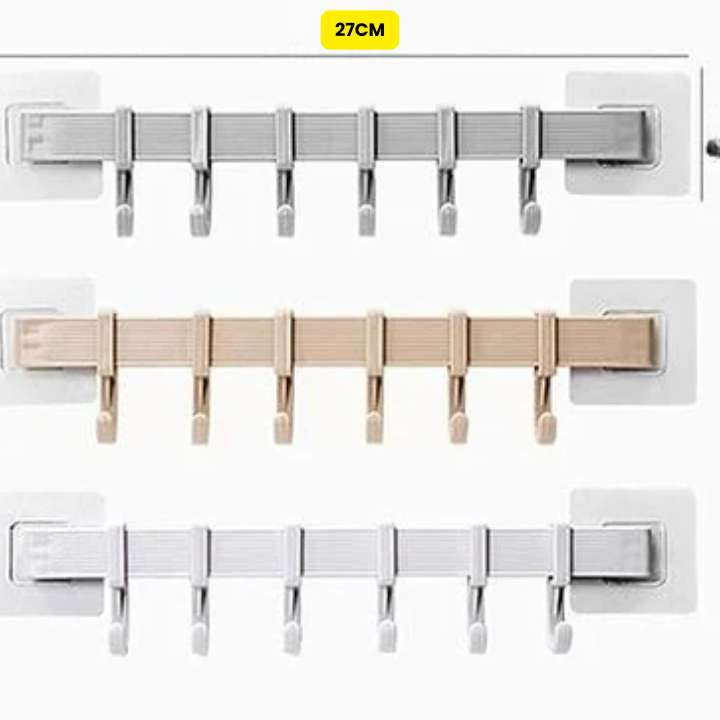 6 Hook Multifunction Kitchen Storage Rack – Cupboard, Wardrobe & Pantry Organizer Hanger for Tools, Towels & Utensils