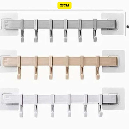 6 Hook Multifunction Kitchen Storage Rack – Cupboard, Wardrobe & Pantry Organizer Hanger for Tools, Towels & Utensils
