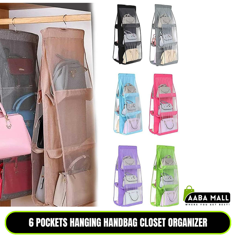 6-Pocket Reversible Hanging Organizer | Closet Hanging Tote with Dual-Sided Storage for Garments, Pants, Accessories & More - AABA MALL