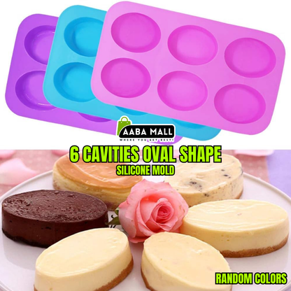 6 cavities oval shape silicone baking mold