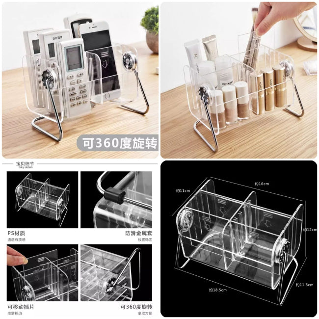 6 grid rotating acrylic remote control organizer