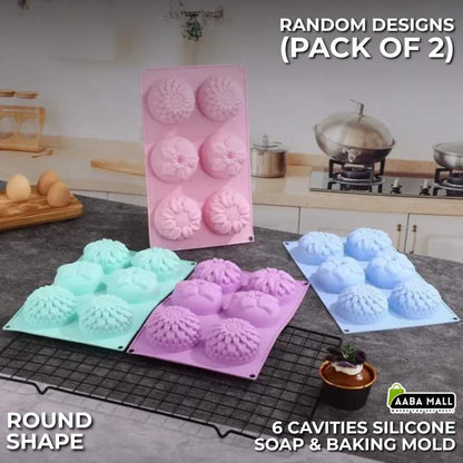 [Pack of 2] – 6 Cavities Silicone Soap & Baking Mold | DIY Handmade Soap, Cake, Chocolate, Biscuit, Pudding, Jelly & Ice Cube Maker