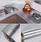 Aluminum Sticker (60cm x 200cm) for Kitchen Cabinet Wallpaper Countertop Stovetop Oil Proof Waterproof Wall Protector - AABA MALL