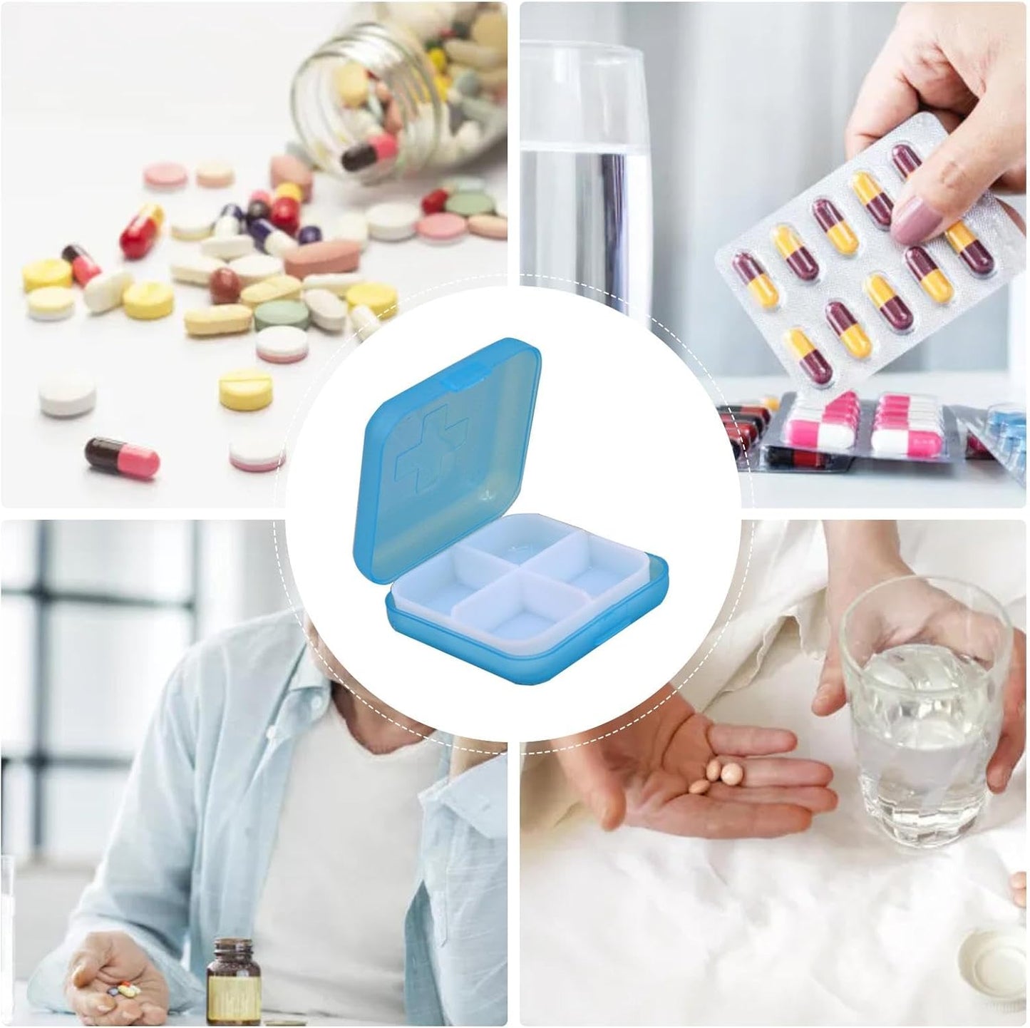 Pill Case & Organizer Square Shape - Medicine Organizer with Four Compartments