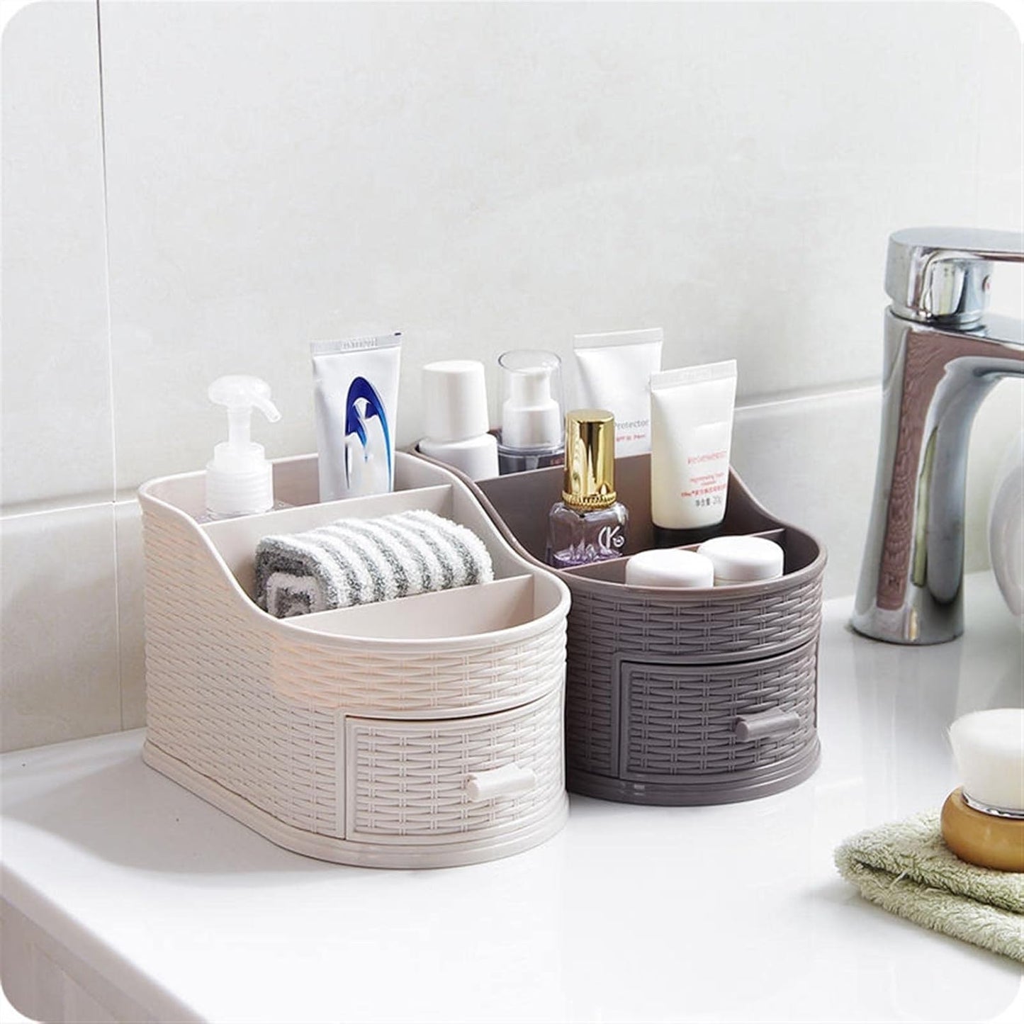 Multi-Compartment Desk Organizer | Creative Desktop Storage Box for Makeup, Remote Control & Office Supplies | Compact & Stylish Organizer for Home or Office