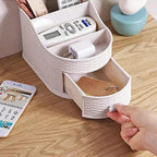 Multi-Compartment Desk Organizer | Creative Desktop Storage Box for Makeup, Remote Control & Office Supplies | Compact & Stylish Organizer for Home or Office - AABA MALL