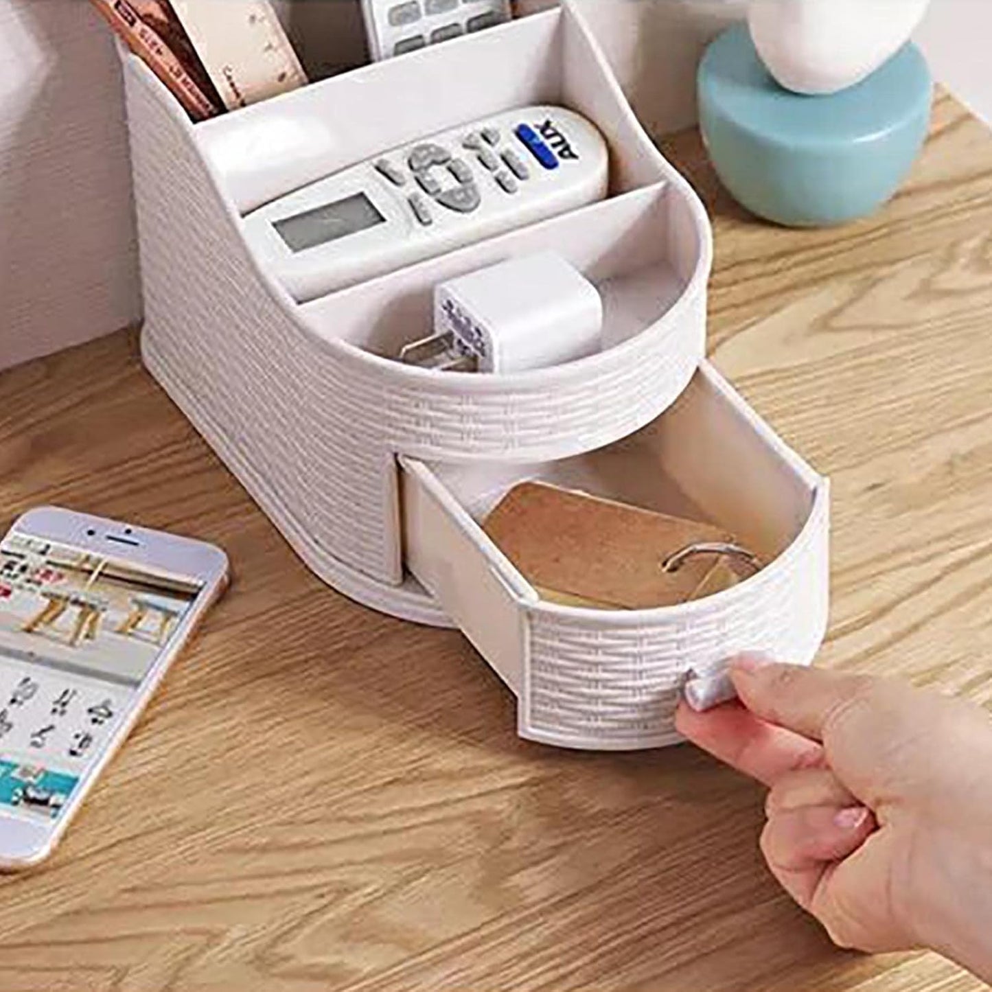 Multi-Compartment Desk Organizer | Creative Desktop Storage Box for Makeup, Remote Control & Office Supplies | Compact & Stylish Organizer for Home or Office