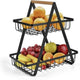 2-Tier Countertop Vegetable Fruit Basket Metal Basket Organizer for Kitchen Storage Black