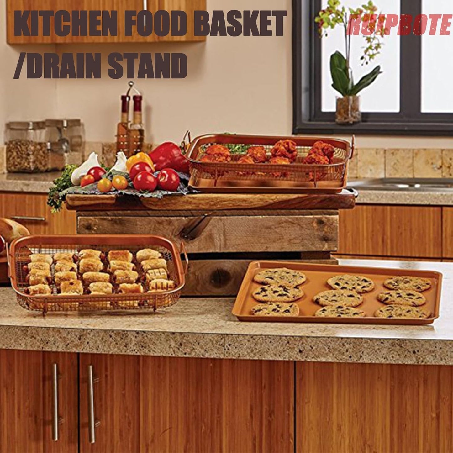 Stainless Steel Baking Tray with Cooling Rack | Grill Basket & Grid for Baking, Grilling & Cooling