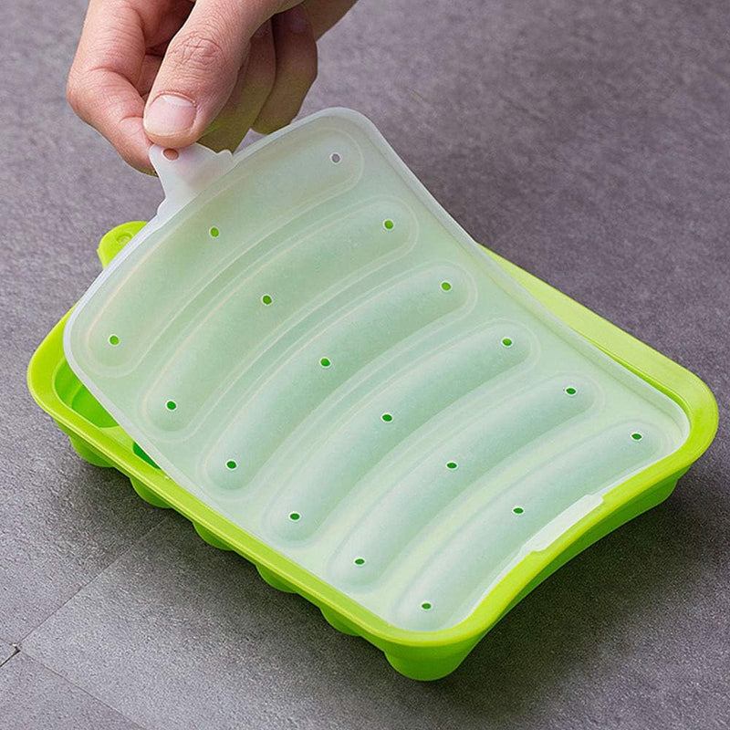 6-Grid Silicone Sausage Maker Mold with Lid ? DIY Hot Dog, Ham & Cake Mould for Kitchen Use ? Non-Stick Baking & Cooking Tool for Homemade Sausages - AABA MALL
