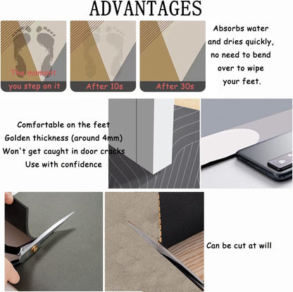 Super Absorbent Bathroom Foot Mat | Non-Slip Bath Mat Shower Carpet | Quick-Dry Rug for Rooms & Home Bathroom Accessories