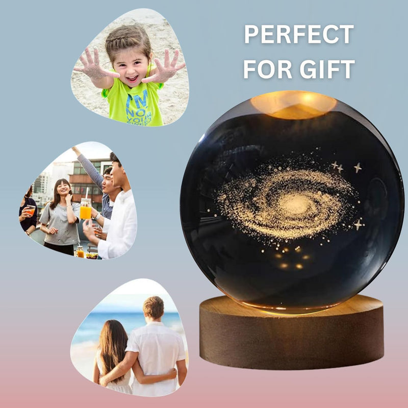 3d Crystal Globe lamp with USB LED Light | 3D Laser Engraved Planet Sphere Night Lamp | Astronomy Gift for Space Lovers, Home & Office D‚cor - AABA MALL