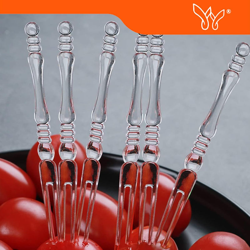 Pack of 48 Plastic Fruit & Cocktail Forks ? Reusable Bistro Tasting Forks for Appetizers, Desserts & Party Snacks - AABA MALL