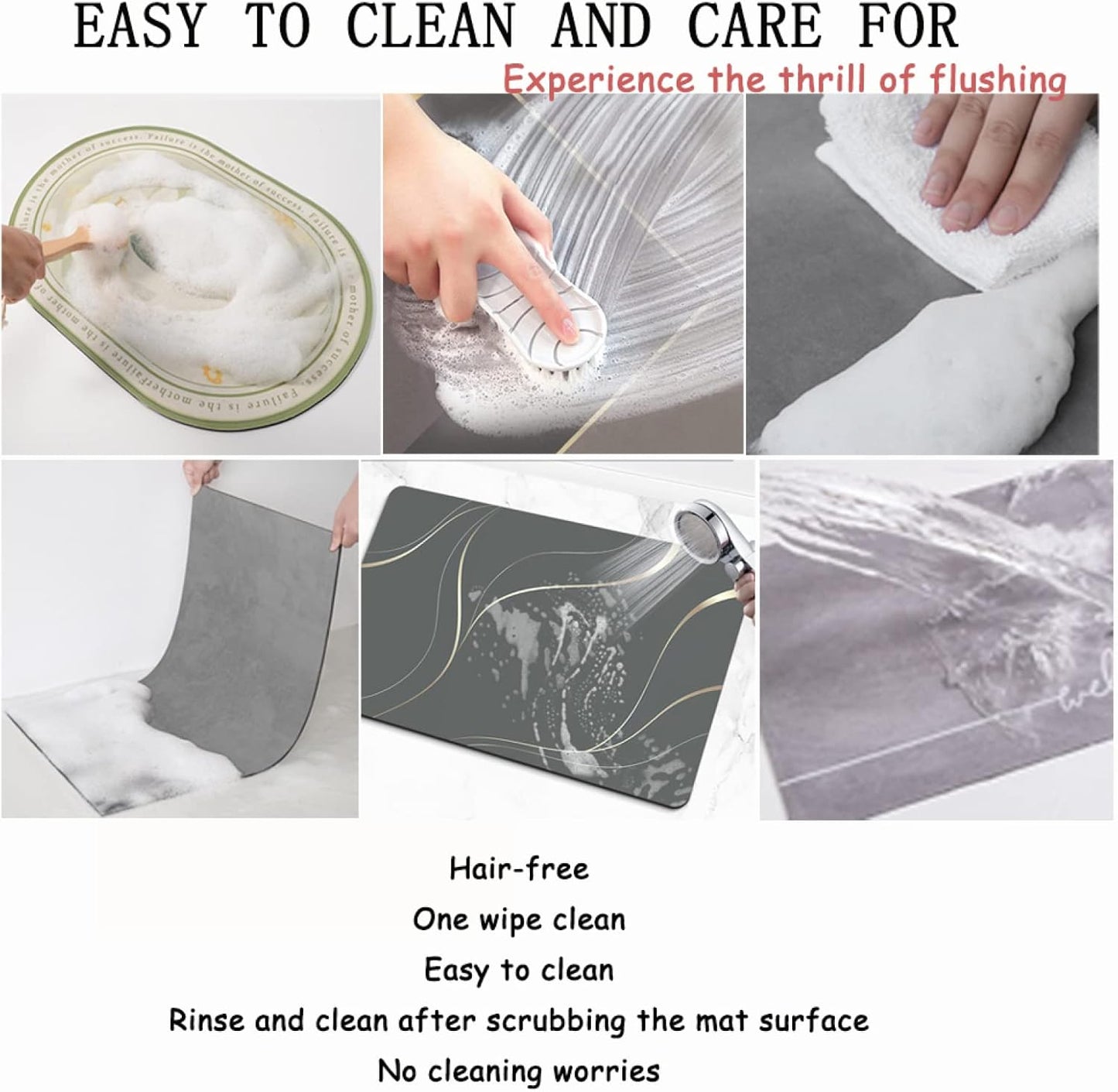 Super Absorbent Bathroom Foot Mat | Non-Slip Bath Mat Shower Carpet | Quick-Dry Rug for Rooms & Home Bathroom Accessories
