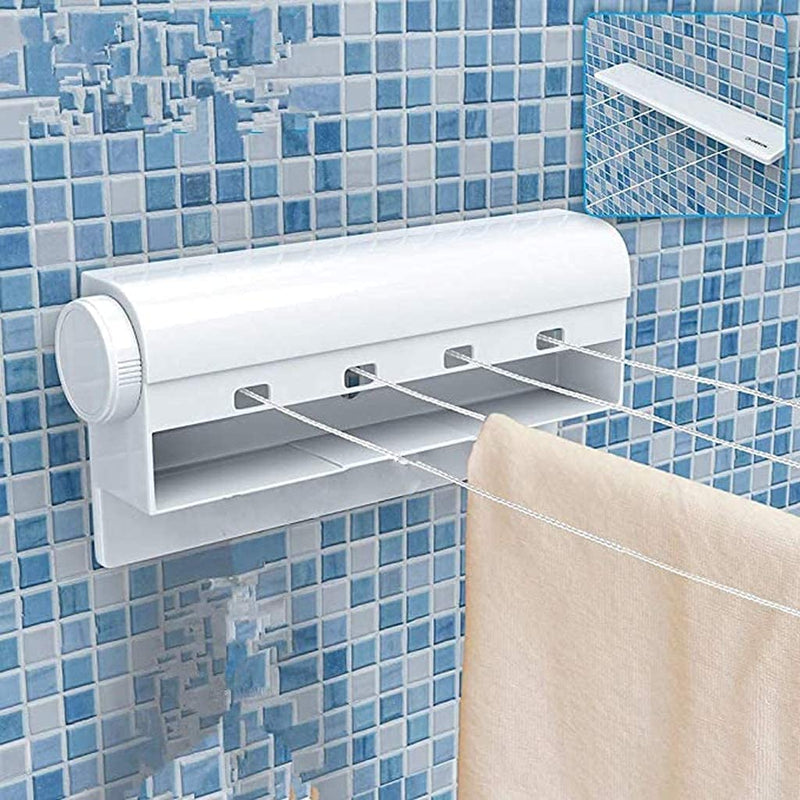 5-Line Retractable Clothesline Wall Mounted Laundry Laundry Washing Line Dryer Drying Line - AABA MALL