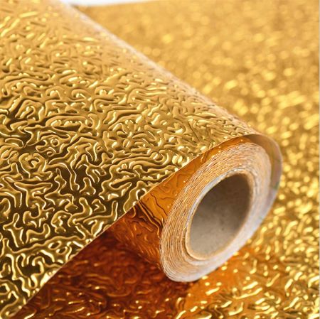 Oil Proof Golden Sticker Sheet (60cm x 200cm) for Kitchen Cabinet, Stove, Wall paper, Counter Top, Water Proof - AABA MALL